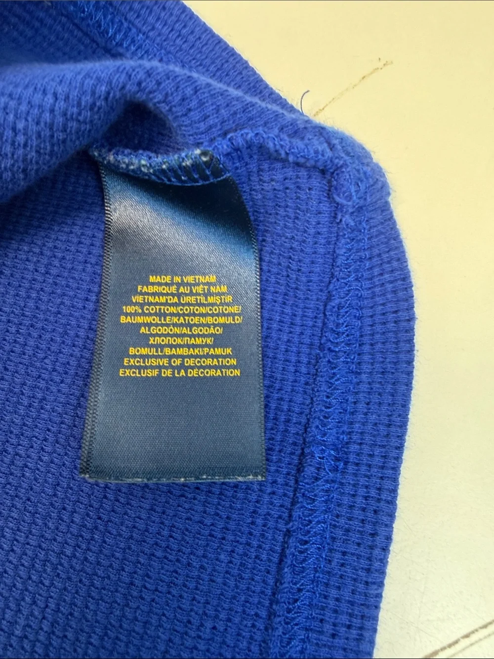 Polo by Ralph Lauren Boys' Cobalt Blue Long Sleeve Waffle Knit Tee with Red Pony